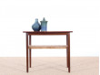 Danish mid-century modern side table in Rio rosewood and cane