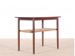 Danish mid-century modern side table in Rio rosewood and cane