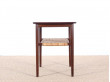 Danish mid-century modern side table in Rio rosewood and cane