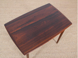 Danish mid-century modern side table in Rio rosewood and cane
