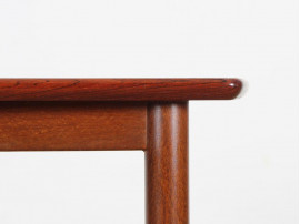 Danish mid-century modern side table in Rio rosewood and cane