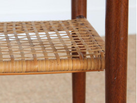 Danish mid-century modern side table in Rio rosewood and cane