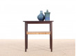 Danish mid-century modern side table in Rio rosewood and cane