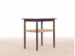 Danish mid-century modern side table in Rio rosewood and cane