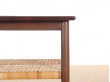 Danish mid-century modern side table in Rio rosewood and cane