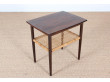 Danish mid-century modern side table in Rio rosewood and cane