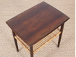 Danish mid-century modern side table in Rio rosewood and cane