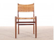 Danish mid-century set of 4 dining chairs in teak and cane, Aksel Bender Madsen style