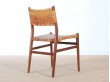 Danish mid-century set of 4 dining chairs in teak and cane, Aksel Bender Madsen style