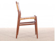 Danish mid-century set of 4 dining chairs in teak and cane, Aksel Bender Madsen style