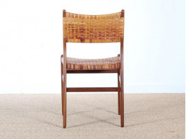 Danish mid-century set of 4 dining chairs in teak and cane, Aksel Bender Madsen style