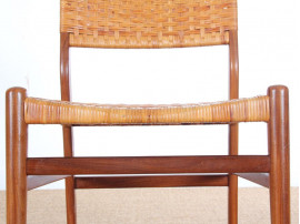 Danish mid-century set of 4 dining chairs in teak and cane, Aksel Bender Madsen style