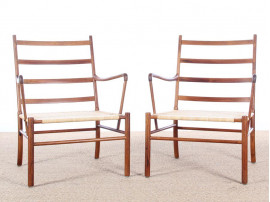 Danish mid-century modern pair of PJ149 colonial chairs in Rio rosewood