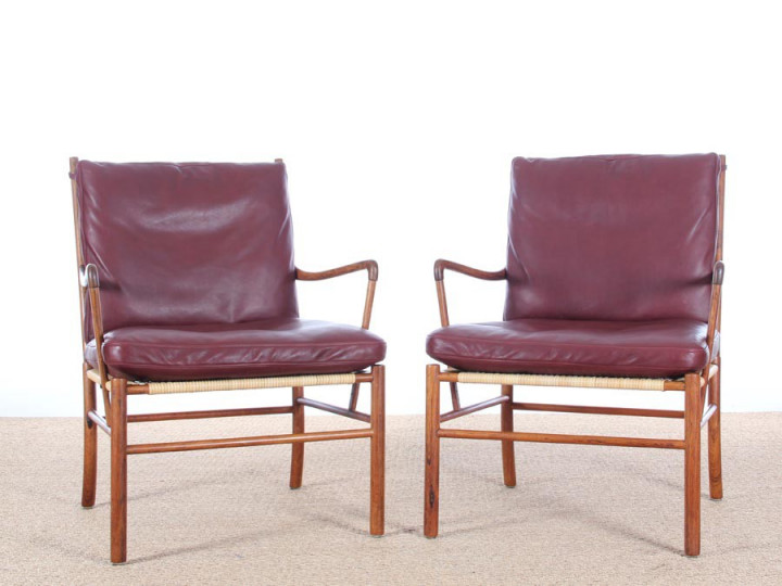 Danish mid-century modern pair of PJ149 colonial chairs in Rio rosewood