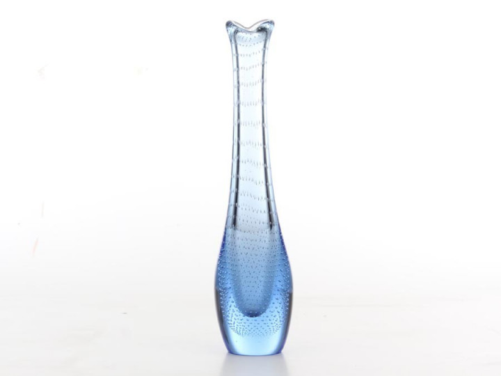 Tall Blue Controlled Bubble Vase