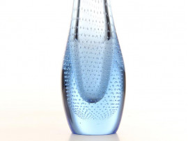 Tall Blue Controlled Bubble Vase