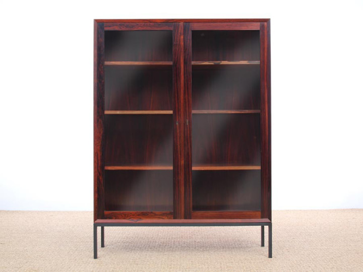 Mid-Century Modern Danish vitrine bookcase in Rio rosewood