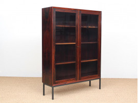 Mid-Century Modern Danish vitrine bookcase in Rio rosewood