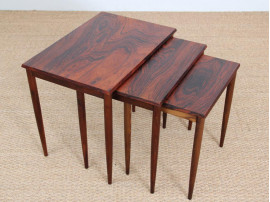 Mid-Century Modern Danish nesting tables in Rio rosewood