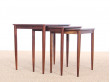 Mid-Century Modern Danish nesting tables in Rio rosewood