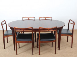 Table de repas scandinave ronde en palissandre de rio extenssible 4/6 pers.