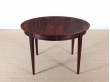 Table de repas scandinave ronde en palissandre de rio extenssible 4/6 pers.