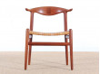 Cow horn chair in teak by Hans Wegner for Johannes hansen