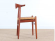 Cow horn chair in teak by Hans Wegner for Johannes hansen