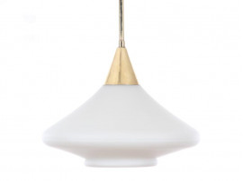 Scandinavian pendant in opal glass and brass