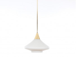 Scandinavian pendant in opal glass and brass