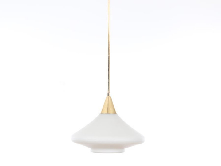 Scandinavian pendant in opal glass and brass