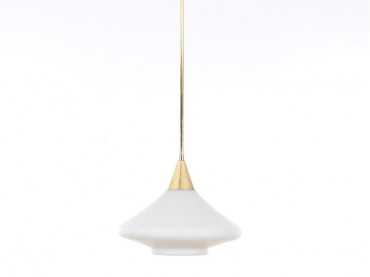 Scandinavian pendant in opal glass and brass