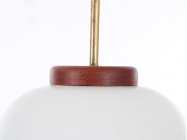 Scandinavian pendant in opal glass and brass