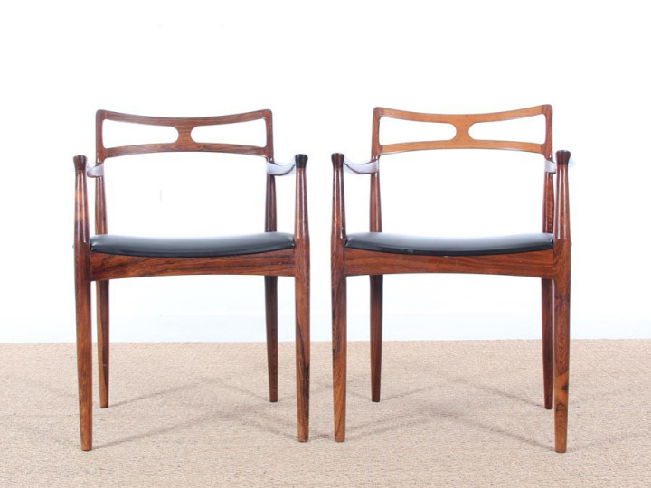 Mid-Century Modern Danish  set  of 4 dining chairs in Rio rosewood  by Johannes Andersen