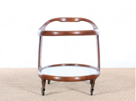 Mid-century modern serving cart in mahogany