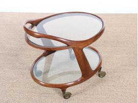 Mid-century modern serving cart in mahogany