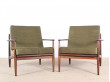 Danish modern pair of lounge chairs in teak 