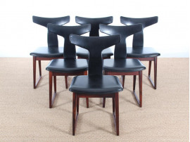 Set of 6 Mid-Century Modern dansih chairs in Rio rosewood by Helge Sibast