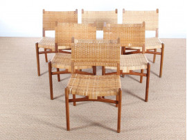 Mid-Century Modern scandinavian set of 6 chairs model CH-31 by  Hans Wegner