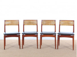 Mid-Century Modern scandinavian set of 4 chairs model W26 by Erik Wørts