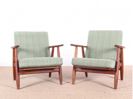 Danish mid-century modern pair of "Cigar chairs" GE-240