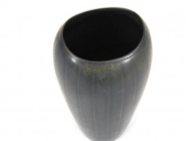 Rorstrand AXZ Dark Green Haresfur Glaze Vase by Gunnar Nylund