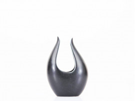 Rorstrand Short Black Caolina Vase by Gunnar Nylund