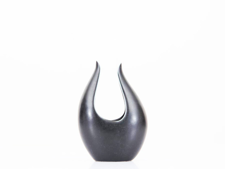 Rorstrand Short Black Caolina Vase by Gunnar Nylund