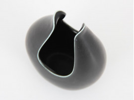 Rorstrand Short Black Caolina Vase by Gunnar Nylund