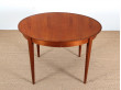 Table de repas scandinave ronde en teck extensible 4/10 pers.