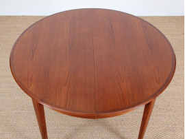 Scandinavian round dining table in teak, 4/10 seats