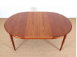 Table de repas scandinave ronde en teck extensible 4/10 pers.