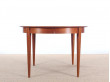 Table de repas scandinave ronde en teck extensible 4/10 pers.