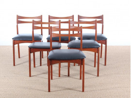 Mid-Century Modern Danish set of 6 chairs by Erik Buck